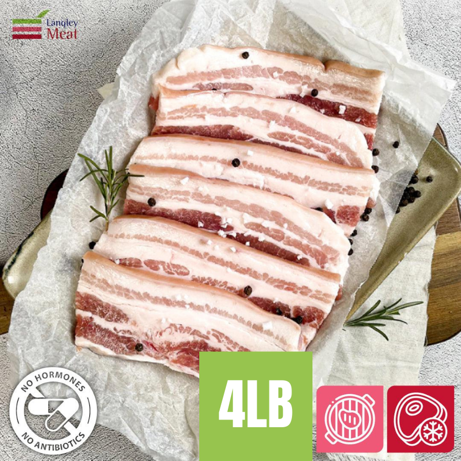 <tc>Langley Meat • Antibiotic-free pork belly - 4LB for grilling (frozen)</tc>