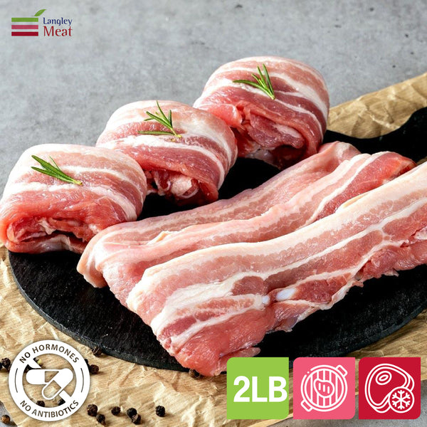 <tc>Langley Meat · Non-antibiotic 00% Hormone Free : Pork Belly for Gril 2LB (Frozen)</tc>