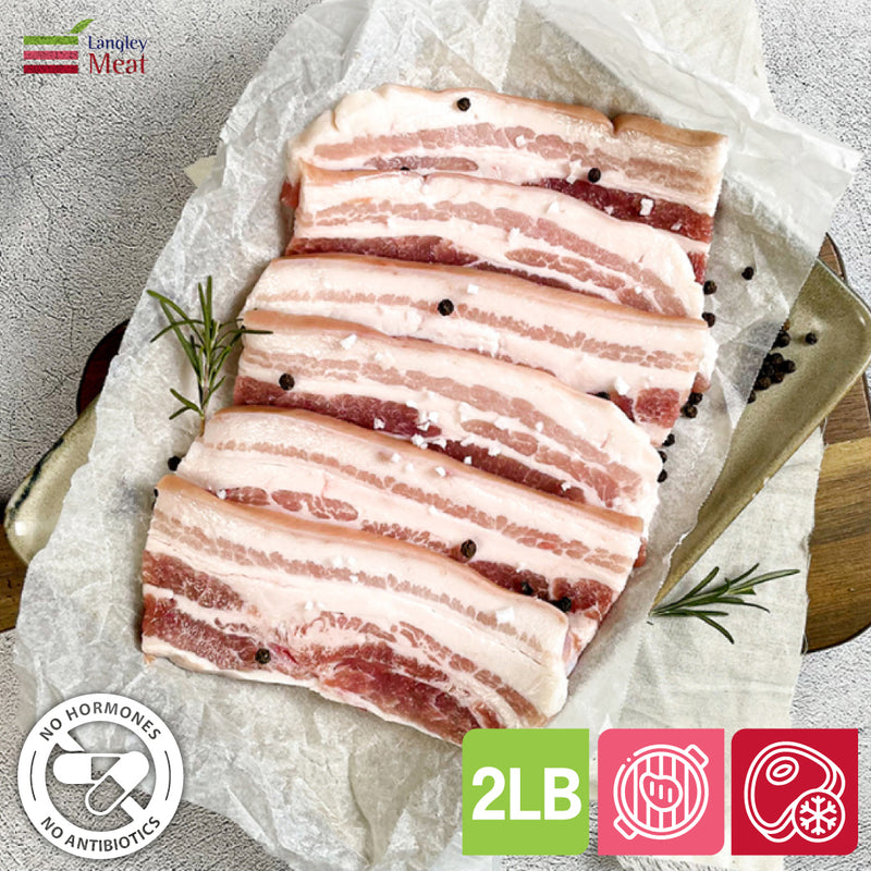 <tc>Langley Meat • Antibiotic-free pork belly - 2LB for grilling (frozen) [NO margin cost sale]</tc>